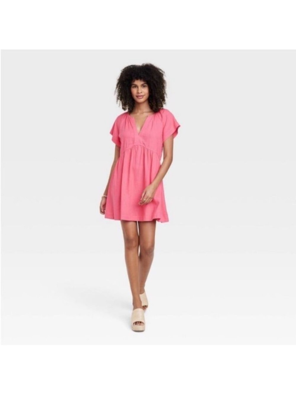 Universal Thread Coral Pink V-Neck Flutter Mini Dress